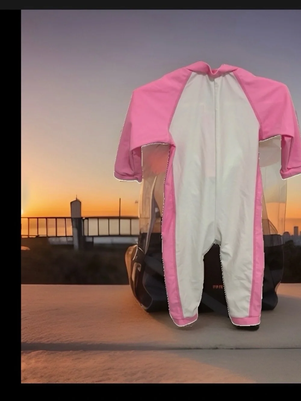 For Love Pink and White Baby Long Sleeve One-Piece Swimsuit 6 months